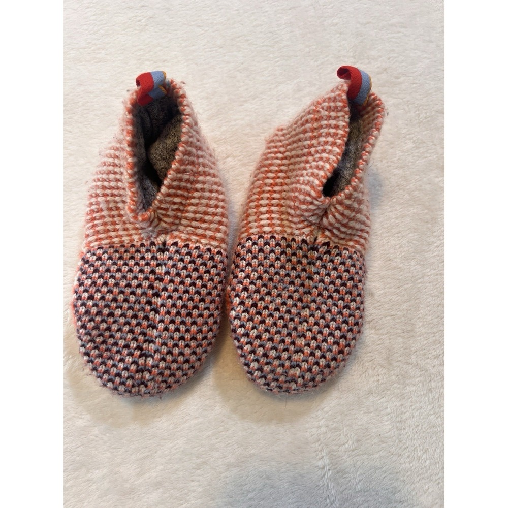 Bombas Gripper Slipper Socks Lined Toddler Size 8 - 10 Knit Purple Peach & Ivory